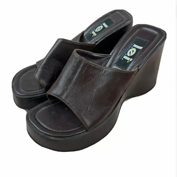 Vintage 90’s Lei platform chunky wedge sandals - Picture 1 of 4